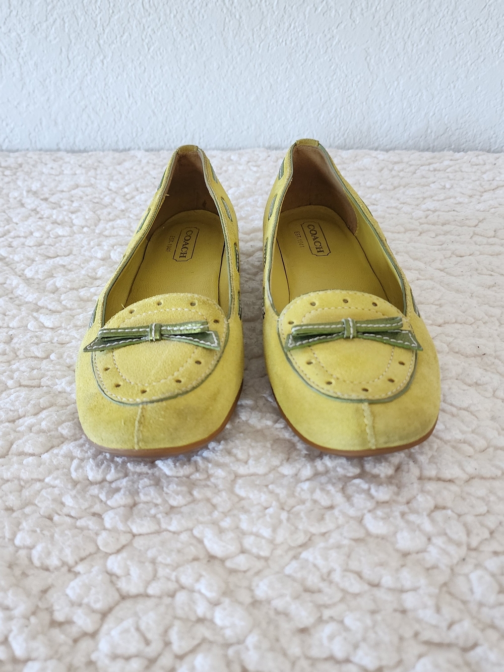 COACH Lime Green Suede Women's Loafers